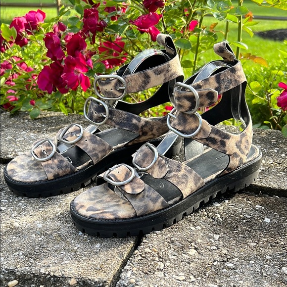 ALLSAINTS | Gladiator Raquel | Leopard Print Sandals | Size 9 - Picture 6 of 16